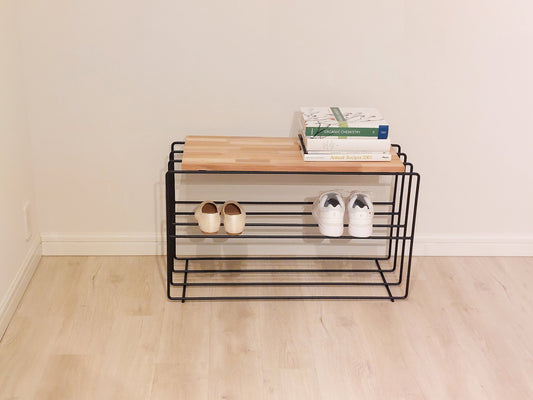 Shoes　Rack　アイアンシューズラック　幅80㎝【アイアン＆ウッド】モダンエントランス／店舗什器／モダンインテリア