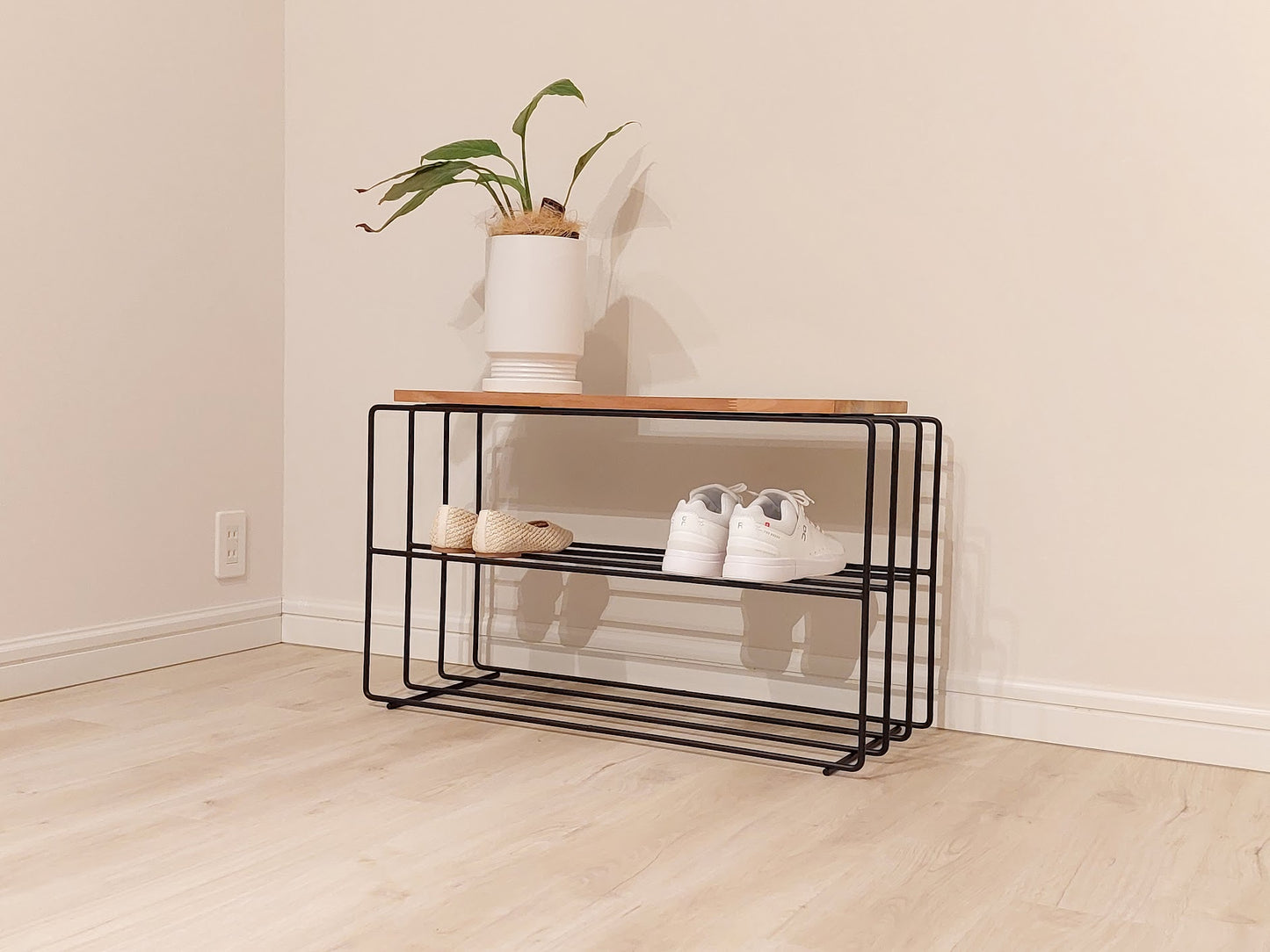 Shoes　Rack　アイアンシューズラック　幅80㎝【アイアン＆ウッド】モダンエントランス／店舗什器／モダンインテリア