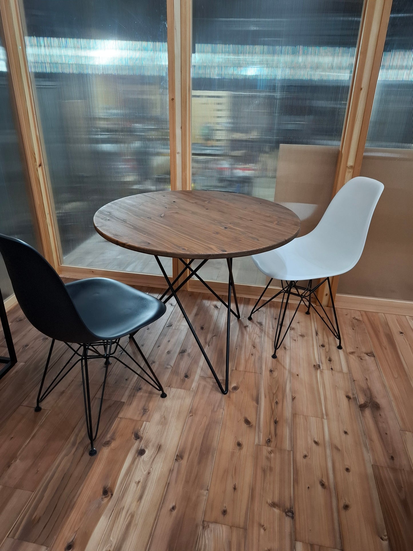 cafe table　アイアン×無垢ボードテーブル　幅900×奥行900×高さ700