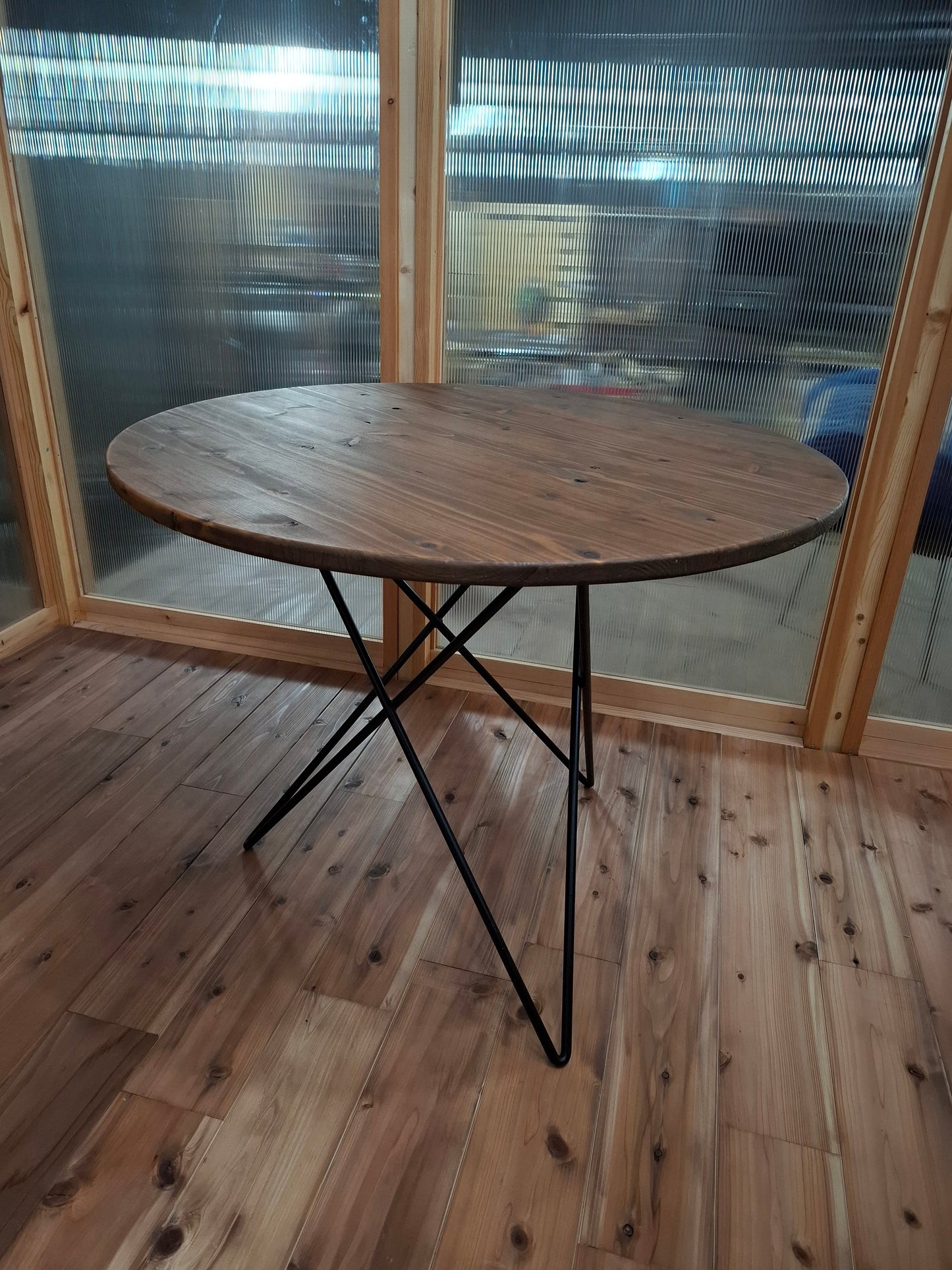 cafe table　アイアン×無垢ボードテーブル　幅900×奥行900×高さ700