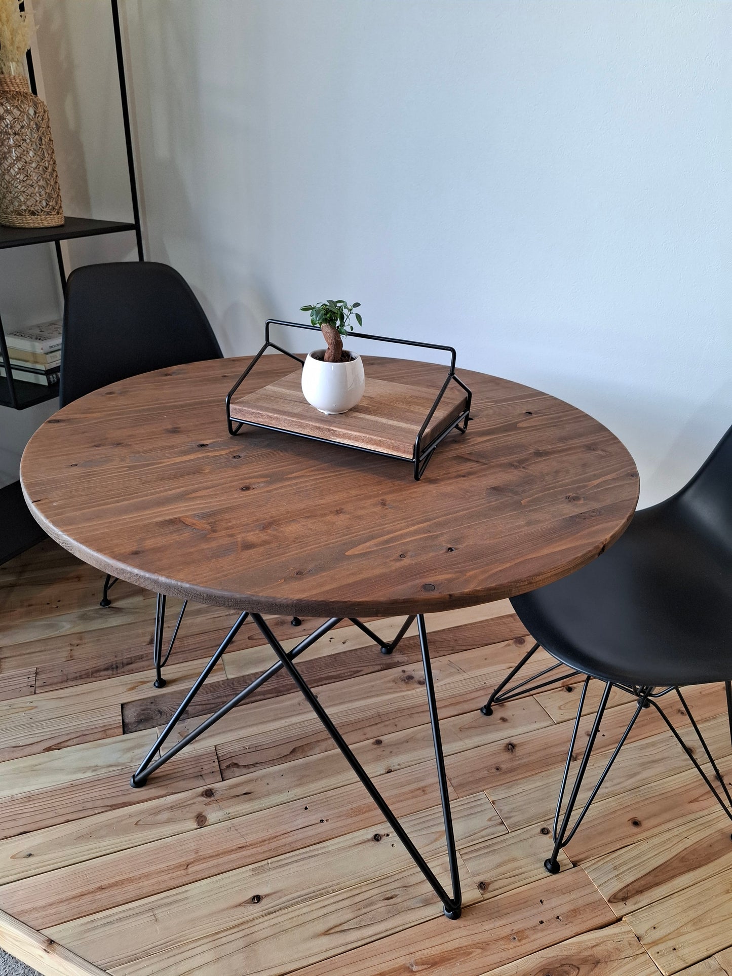 cafe table　アイアン×無垢ボードテーブル　幅900×奥行900×高さ700
