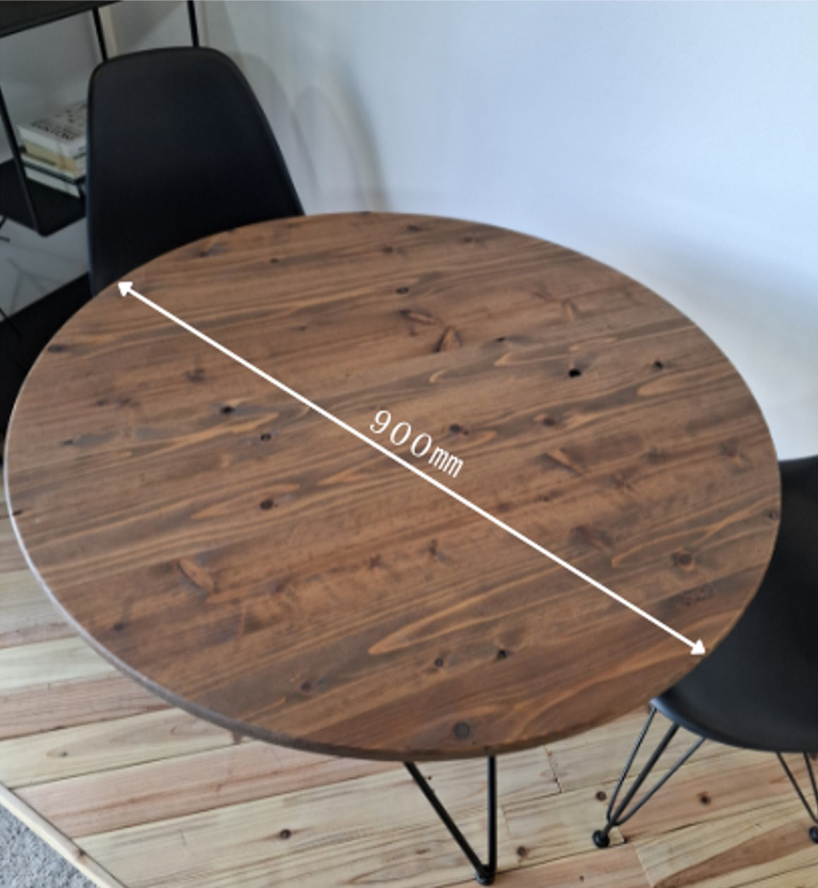 cafe table　アイアン×無垢ボードテーブル　幅900×奥行900×高さ700